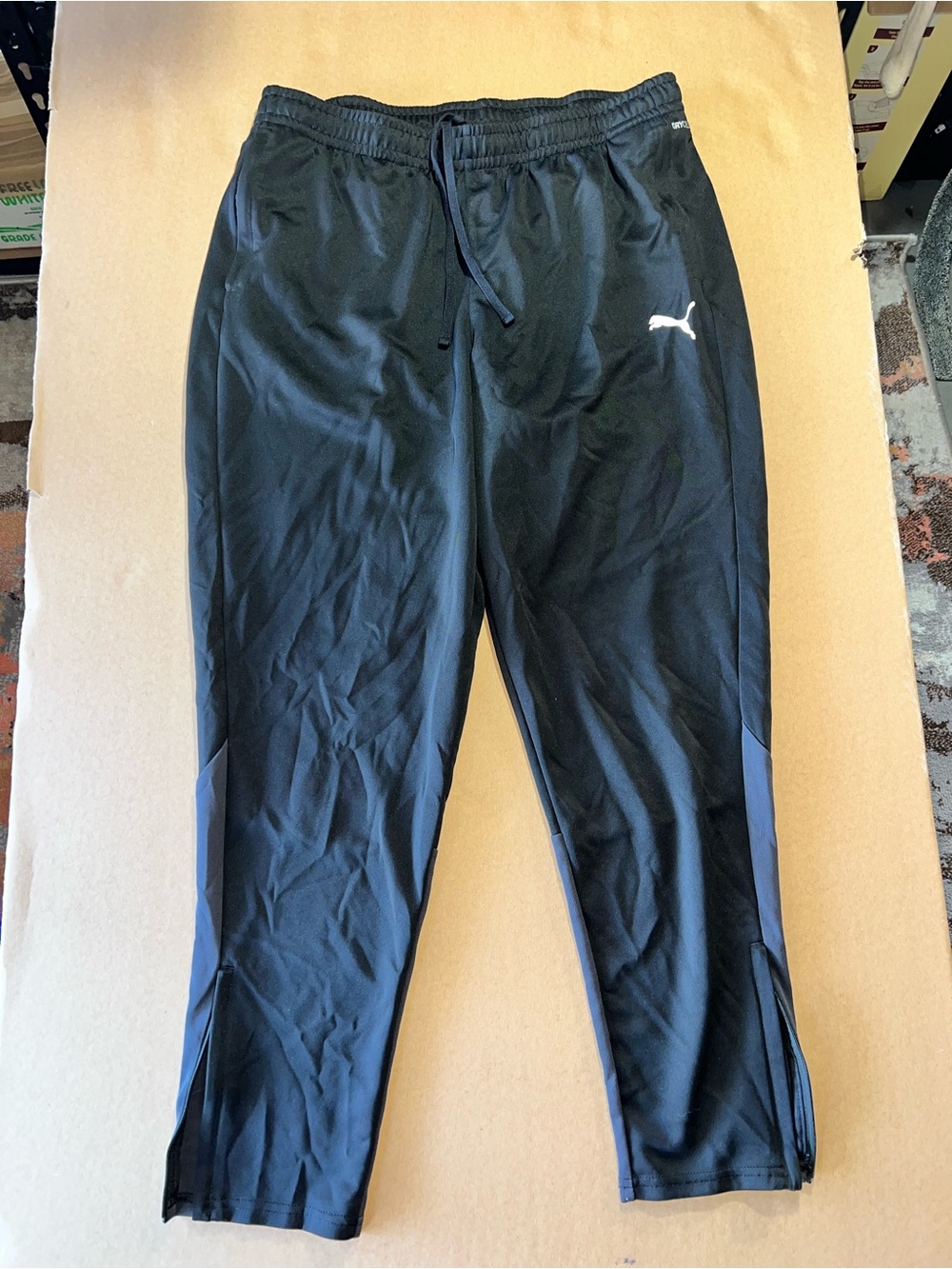 Puma Men's Black Jogger Sweatpants with Navy Panels
